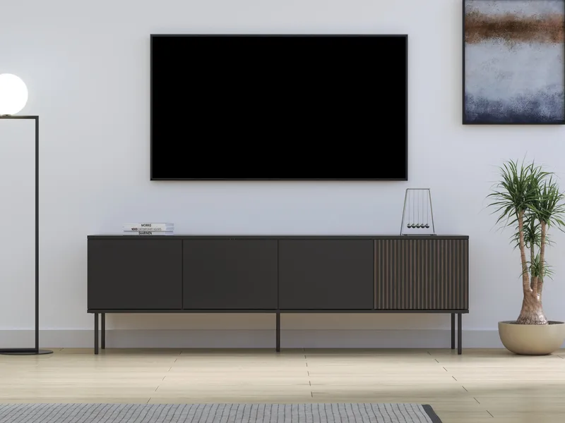 Gravendal TV-bänk 182x57 cm - Svart, valnöt - Möbler - Tv möbel & mediamöbel - TV bänk & mediabänk