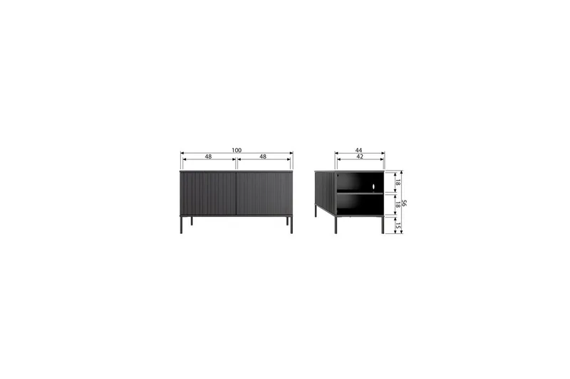 Gravure Golvstående Tv Bänk 100 cm med Förvaring i Målat Trä - Beige - Möbler - Tv möbel & mediamöbel - TV bänk & mediabänk