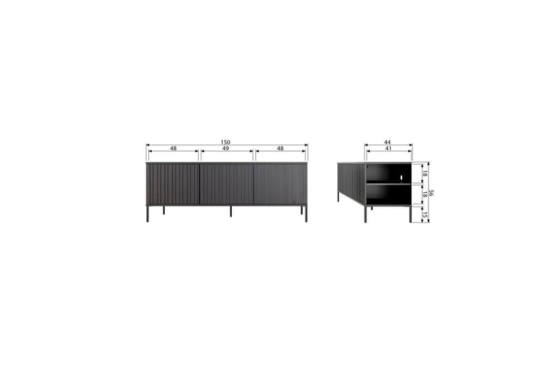 Gravure Golvstående Tv Bänk 150 cm med Förvaring i Mörkt Trä - Ljusbeige - Möbler - Tv möbel & mediamöbel - TV bänk & mediabänk