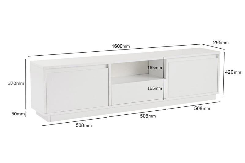 Gulliver Golvstående Tv Bänk 160 cm med Förvaring i Målat Trä - Vit - Möbler - Tv möbel & mediamöbel - TV bänk & mediabänk