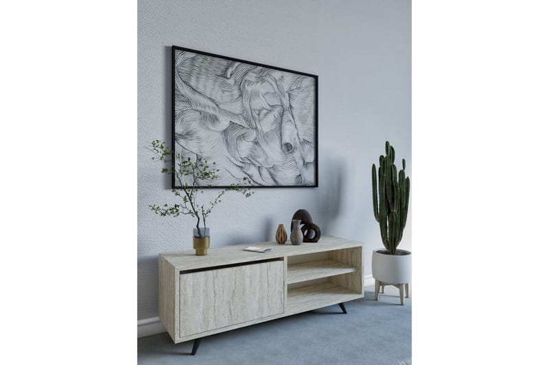 Hazle Golvstående Tv Bänk 120 cm med Förvaring i Trä - Beige - Möbler - Tv möbel & mediamöbel - TV bänk & mediabänk
