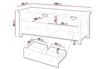 Hilts Golvstående Tv Bänk 120 cm med Förvaring i Målat Trä - Vit - Möbler - Tv möbel & mediamöbel - TV bänk & mediabänk