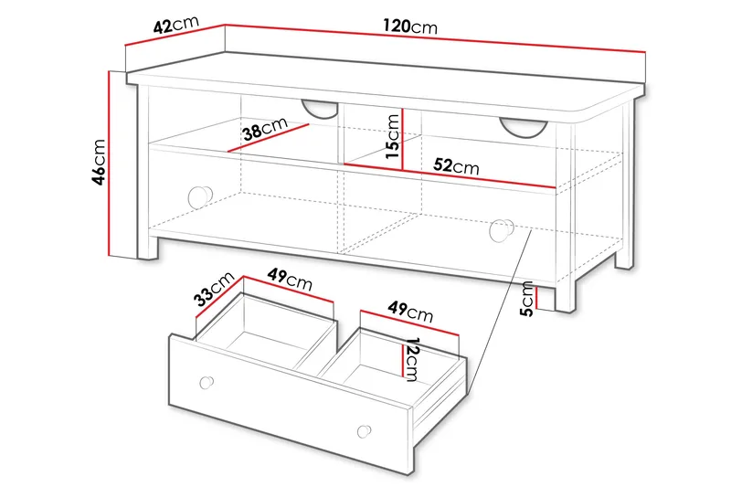 Hilts Golvstående Tv Bänk 120 cm med Förvaring i Målat Trä - Vit - Möbler - Tv möbel & mediamöbel - TV bänk & mediabänk