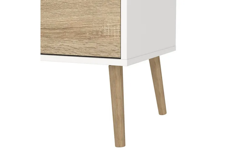 Hostafranc Golvstående TV Bänk 117,2 cm med Förvaring i Ek - Vit|Beige - Möbler - Tv möbel & mediamöbel - TV bänk & mediabänk