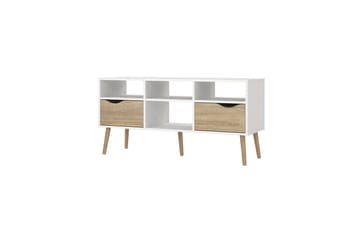 Hostafranc Golvstående TV Bänk 117,2 cm med Förvaring i Ek - Vit|Beige - Möbler - Tv möbel & mediamöbel - TV bänk & mediabänk
