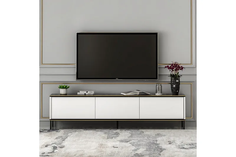 Imaj Golvstående Tv-bänk 180 cm med Förvaring i Målat Trä - Vit - Möbler - Tv möbel & mediamöbel - TV bänk & mediabänk