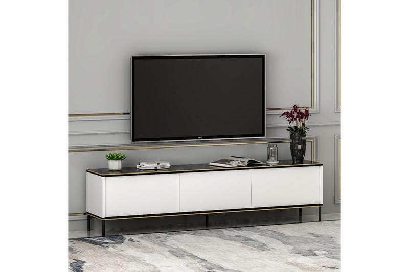 Imaj Golvstående Tv-bänk 180 cm med Förvaring i Målat Trä - Vit - Möbler - Tv möbel & mediamöbel - TV bänk & mediabänk
