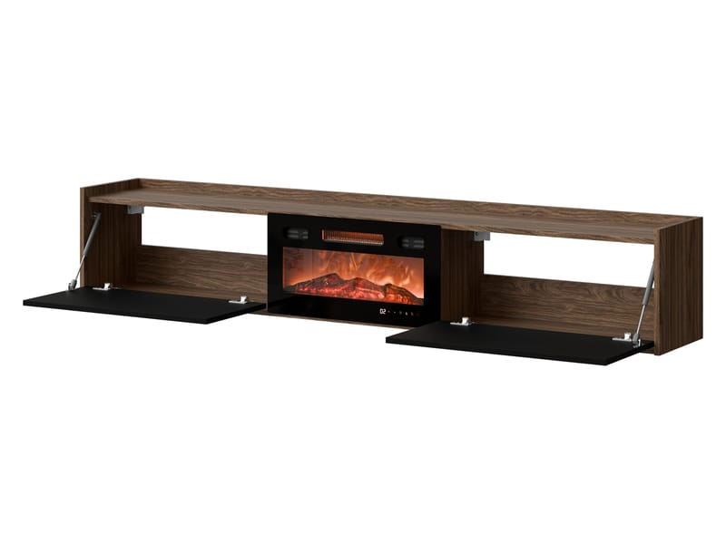 Jovren Tv-bänk 200 cm Eldstad med värmefunktion - Beige|svart - Möbler - Tv möbel & mediamöbel - TV bänk & mediabänk