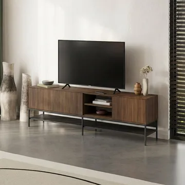 Kenvor Tv-bänk 180 cm - Milano Walnut, Wood Black, Black - Möbler - Tv möbel & mediamöbel - TV bänk & mediabänk