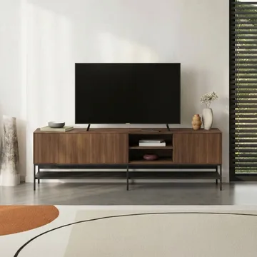 Kenvor Tv-bänk 180 cm - Milano Walnut, Wood Black, Black - Möbler - Tv möbel & mediamöbel - TV bänk & mediabänk