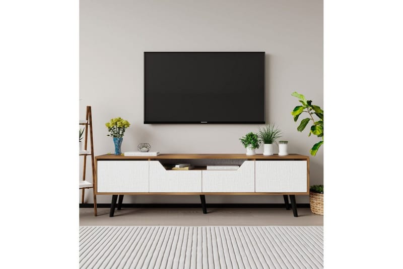 Kollumber Tv-stativ 180x30 cm - Valnöt/Vit - Möbler - Tv möbel & mediamöbel - TV bänk & mediabänk