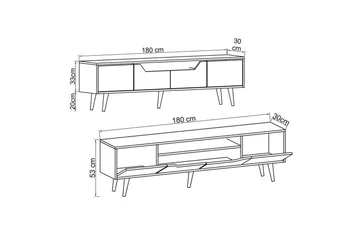 Kollumber Tv-stativ 180x30 cm - Valnöt/Vit - Möbler - Tv möbel & mediamöbel - TV bänk & mediabänk