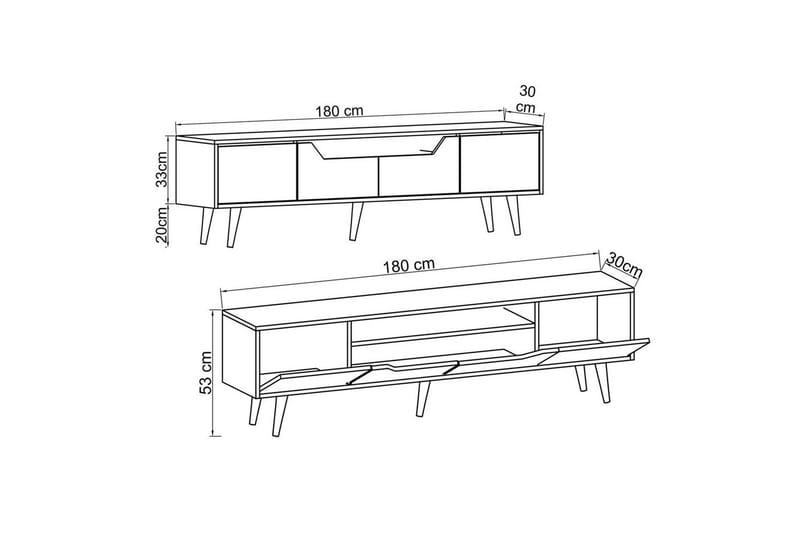 Kollumber Tv-stativ 180x30 cm - Valnöt/Vit - Möbler - Tv möbel & mediamöbel - TV bänk & mediabänk