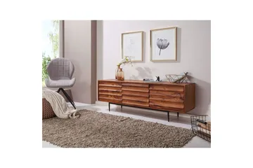 Lowboard Wohnling Massivt trä med förvaring, 3 dörrar, lantlig stil - Möbler - Tv möbel & mediamöbel - TV bänk & mediabänk