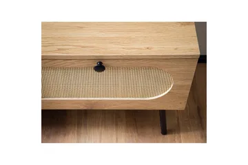 Lowboard Wohnling Melaminbelagd MDF-ekoptik, rottingfront, 2 lådor, metallben Modern - Möbler - Tv möbel & mediamöbel - TV bänk & mediabänk