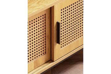 Lowboard Wohnling spånskiva folierad med 2 skjutdörrar, wienflät, modern stil Ek - Ek - Möbler - Tv möbel & mediamöbel - TV bänk & mediabänk