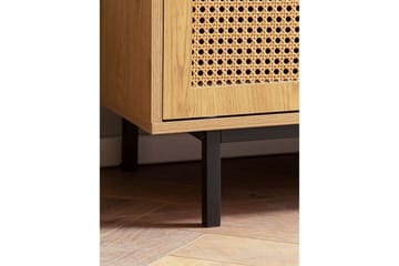 Lowboard Wohnling spånskiva folierad med 2 skjutdörrar, wienflät, modern stil Ek - Ek - Möbler - Tv möbel & mediamöbel - TV bänk & mediabänk