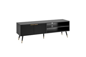 Lowboard Wohnling Spånskiva Svart Folierad med 2 Dörrar Förvaringsfack Modern - Möbler - Tv möbel & mediamöbel - TV bänk & mediabänk
