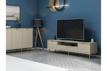Luxe Golvstående Tv Bänk 180 cm med Förvaring i Ek - Beige - Möbler - Tv möbel & mediamöbel - TV bänk & mediabänk