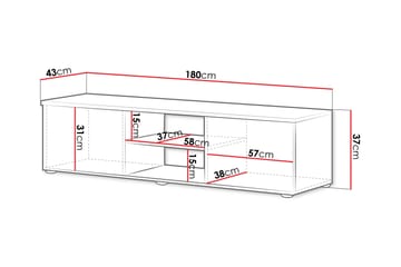 Lyrosen Golvstående TV Bänk 180 cm med Förvaring i Målat Trä - Beige - Möbler - Tv möbel & mediamöbel - TV bänk & mediabänk