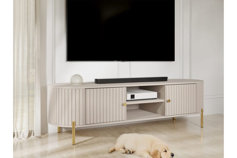 Maggio Golvstående TV Bänk 175 cm med Förvaring i Målat Trä - Beige - Möbler - Tv möbel & mediamöbel - TV bänk & mediabänk