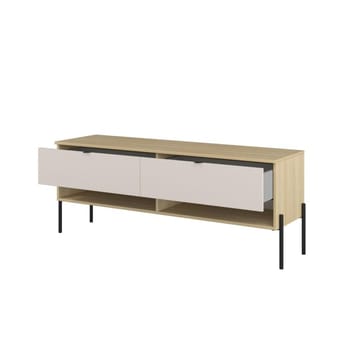 Malmer Golvstående TV Bänk 140 cm med Förvaring i Ek - Beige - Möbler - Tv möbel & mediamöbel - TV bänk & mediabänk