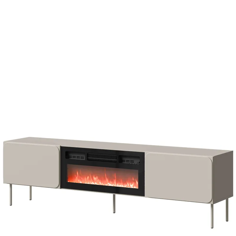 Marros Tv-bänk 200 cm med Elkamin, Beige