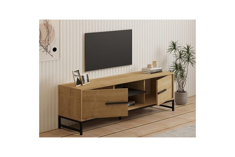 Mono Golvstående TV-bänk 160 cm med Förvaring i Ek - Beige - Möbler - Tv möbel & mediamöbel - TV bänk & mediabänk