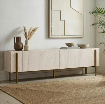 Nexus TV-bänk 180 cm - Travertin och guld - Möbler - Tv möbel & mediamöbel - TV bänk & mediabänk