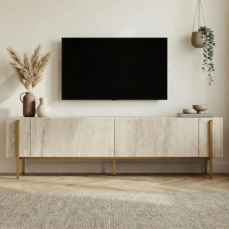 Nexus TV-bänk 180 cm - Travertin/guld - Möbler - Tv möbel & mediam öbel - TV bänk & mediabänk
