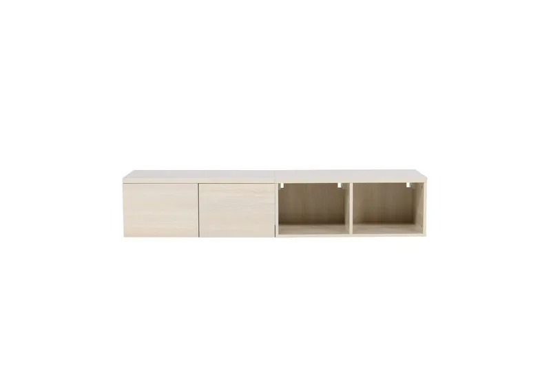 Nomi Vägghängd Tv Bänk 180 cm med Förvaring i Ljust Trä, Beige
