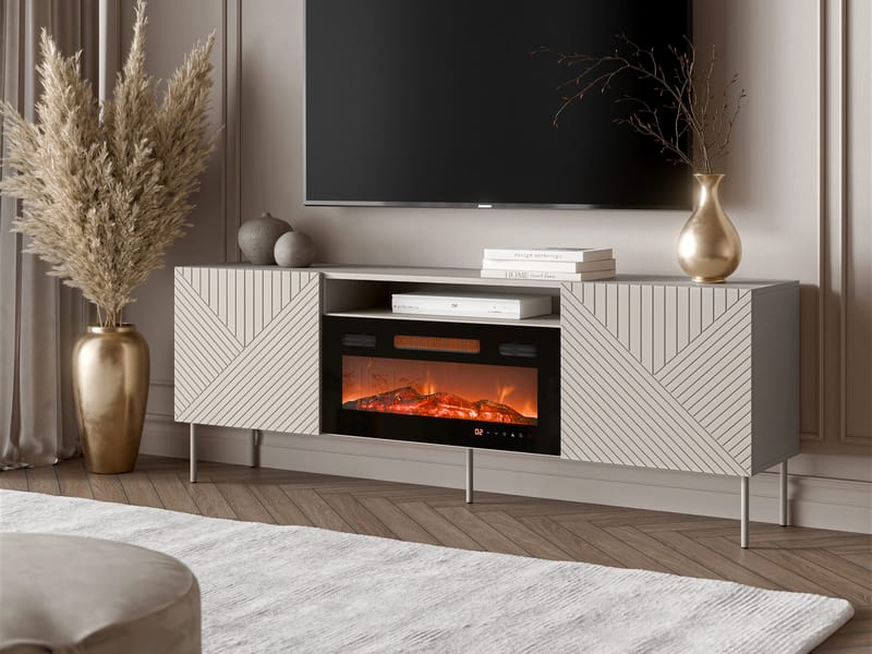 Norrs Golvstående Tv Bänk 191 cm med Förvaring i Målat Trä - Beige - Möbler - Tv möbel & mediamöbel - TV bänk & mediabänk