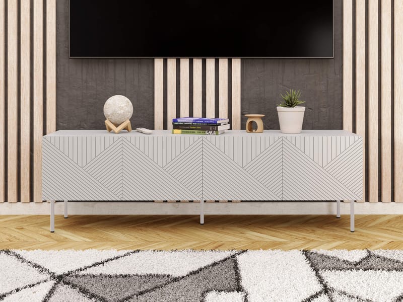 Norrs Golvstående Tv-bänk 191 cm med Förvaring i Målat Trä - Ljusbeige - Möbler - Tv möbel & mediamöbel - TV bänk & mediabänk