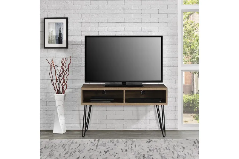 Owen Golvstående Tv Bänk 107 cm med Förvaring i Valnöt - Brun - Möbler - Tv möbel & mediamöbel - TV bänk & mediabänk