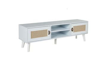 Parton Golvstående TV-bänk 140 cm med Förvaring i Målat Trä - Vit|Beige - Möbler - Tv möbel & mediamöbel - TV bänk & mediabänk