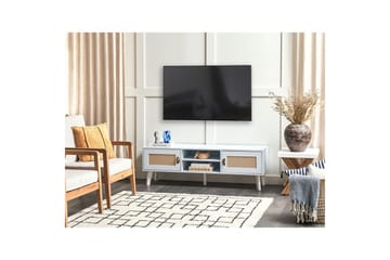 Parton Golvstående TV-bänk 140 cm med Förvaring i Målat Trä - Vit|Beige - Möbler - Tv möbel & mediamöbel - TV bänk & mediabänk