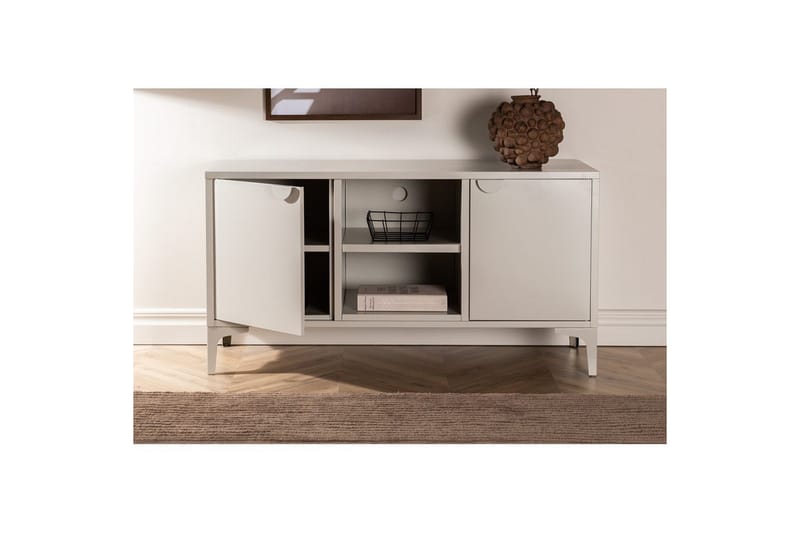 Piring Golvstående TV-bänk 120 cm med Förvaring i Metall - Beige - Möbler - Tv möbel & mediamöbel - TV bänk & mediabänk