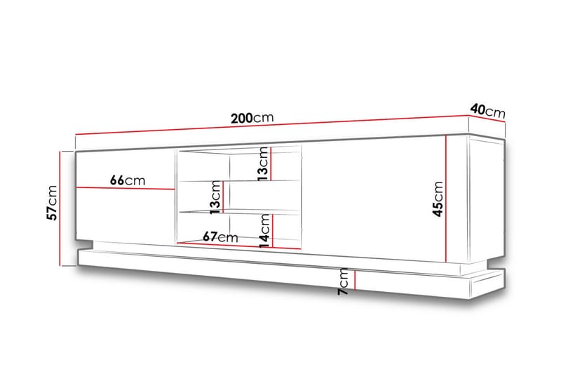 Qiu Tv-bänk 200 cm - Vit - Möbler - Tv möbel & mediamöbel - TV bänk & mediabänk