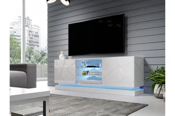 Qiu TV-bänk 40x160 cm LED-belysning - Vit/Högglans - Möbler - Tv möbel & mediamöbel - TV bänk & mediabänk