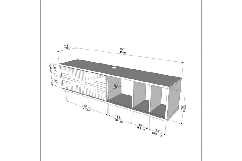 Saller Tv-bänk 140 cm - Svart/Vit - Möbler - Tv möbel & mediamöbel - TV bänk & mediabänk