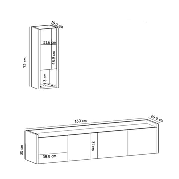 Semoure Vägghängd Tv Bänk 160 cm med Förvaring i Trä - Beige - Möbler - Tv möbel & mediamöbel - TV bänk & mediabänk