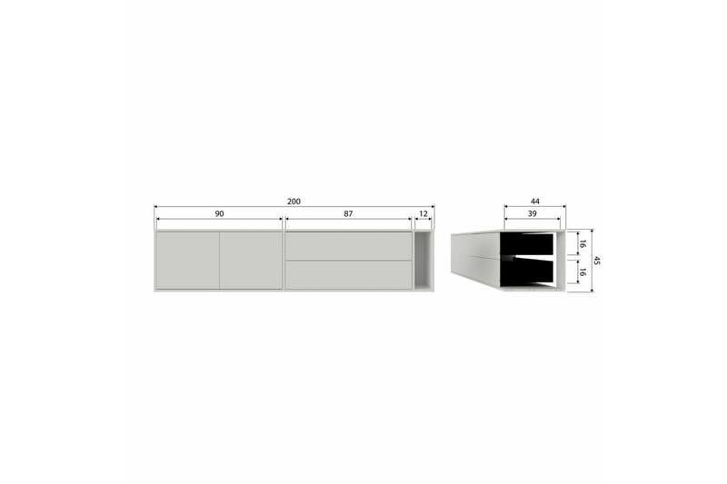 Settle Vägghängd TV-bänk 200 cm med Förvaring i Furu - Sandbeige - Möbler - Tv möbel & mediamöbel - TV bänk & mediabänk