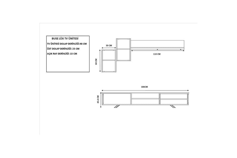 Seyra Tv-möbelset 180x40 cm - Antracit/Ek - Möbler - Tv möbel & mediamöbel - TV-möbelset