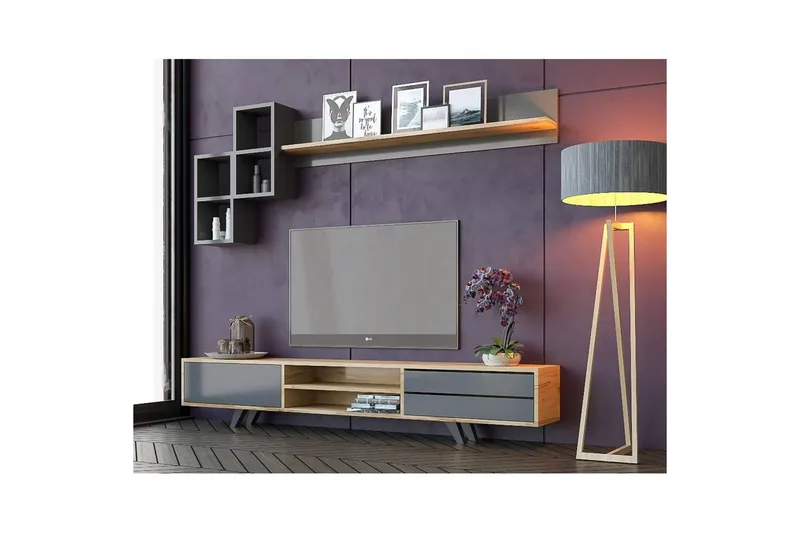 Seyra Tv-möbelset 180x40 cm - Antracit/Ek - Möbler - Tv möbel & mediamöbel - TV-möbelset