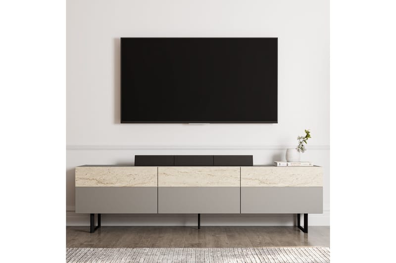 Sign Tv-bänk 180 cm - Grå/Travertin - Möbler - Tv möbel & mediamöbel - TV bänk & mediabänk