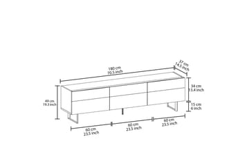 Sign Tv-bänk 180 cm - Grå/Travertin - Möbler - Tv möbel & mediamöbel - TV bänk & mediabänk