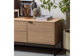 Silas TV-bänk 180 cm med Förvaring i Trä med Metallunderrede - Beige - Möbler - Tv möbel & mediamöbel - TV bänk & mediabänk