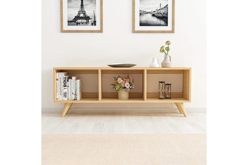 Springhill Golvstående Tv-bänk 120 cm med Förvaring i Målat Trä - Beige - Möbler - Tv möbel & mediamöbel - TV bänk & mediabänk