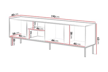 Stintino Golvstående Tv Bänk 190 cm med Förvaring i Ljust Trä - Benvit - Möbler - Tv möbel & mediamöbel - TV bänk & mediabänk