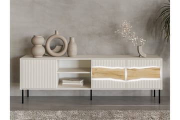 Stintino Golvstående Tv Bänk 190 cm med Förvaring i Ljust Trä - Benvit - Möbler - Tv möbel & mediamöbel - TV bänk & mediabänk